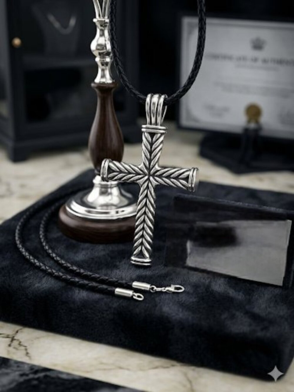 Cross  metallic  and necklace